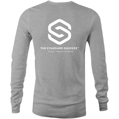 Mens Long Sleeve AS Colour (All White Logo) - The Standard Squeeze AU/NZ Free Shipping Alcohol bottle Food Grade