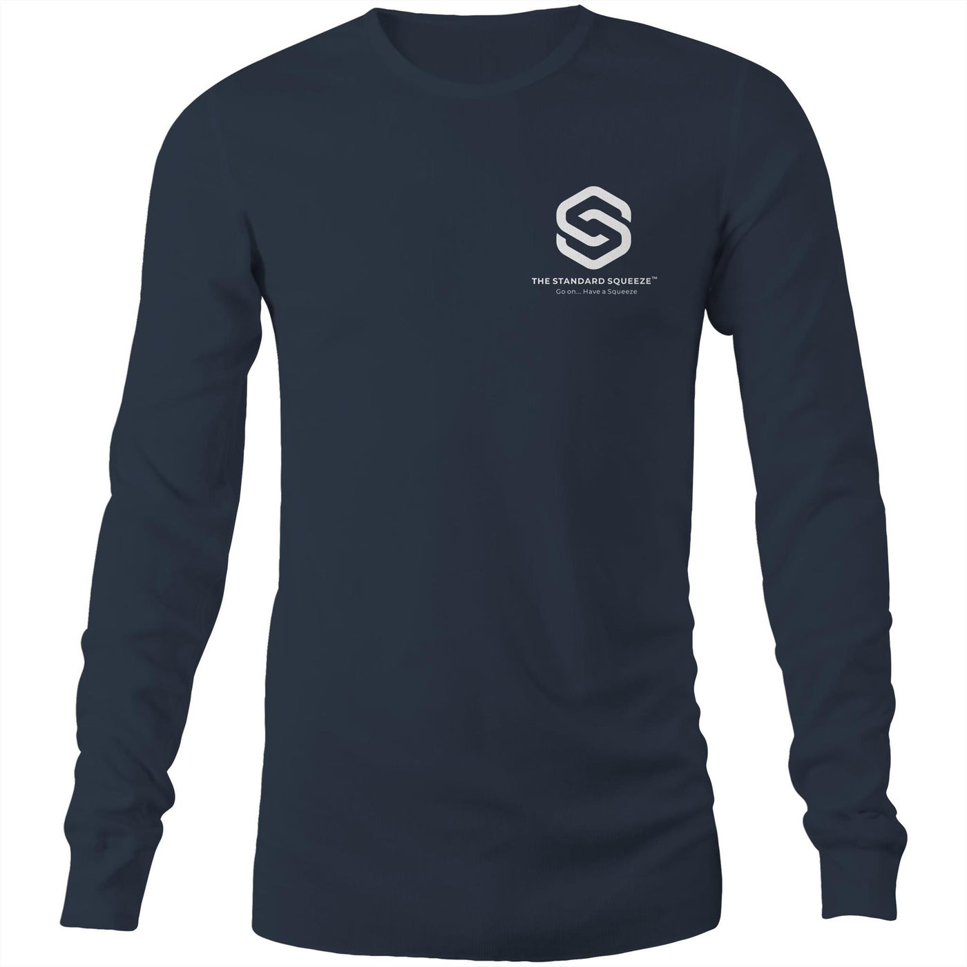 Mens Long Sleeve AS Colour (All White Logo) - The Standard Squeeze AU/NZ Free Shipping Alcohol bottle Food Grade