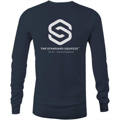 Mens Long Sleeve AS Colour (All White Logo) - The Standard Squeeze AU/NZ Free Shipping Alcohol bottle Food Grade