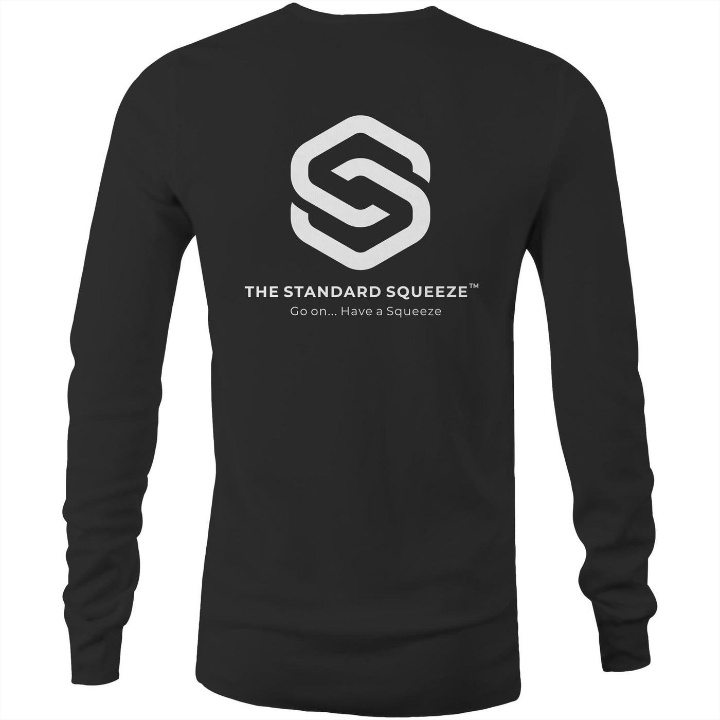 Mens Long Sleeve AS Colour (All White Logo) - The Standard Squeeze AU/NZ Free Shipping Alcohol bottle Food Grade